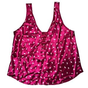 Victoria’s Secret Gold Label Vintage Hot Pink Satin Cami Top with Buttons Small